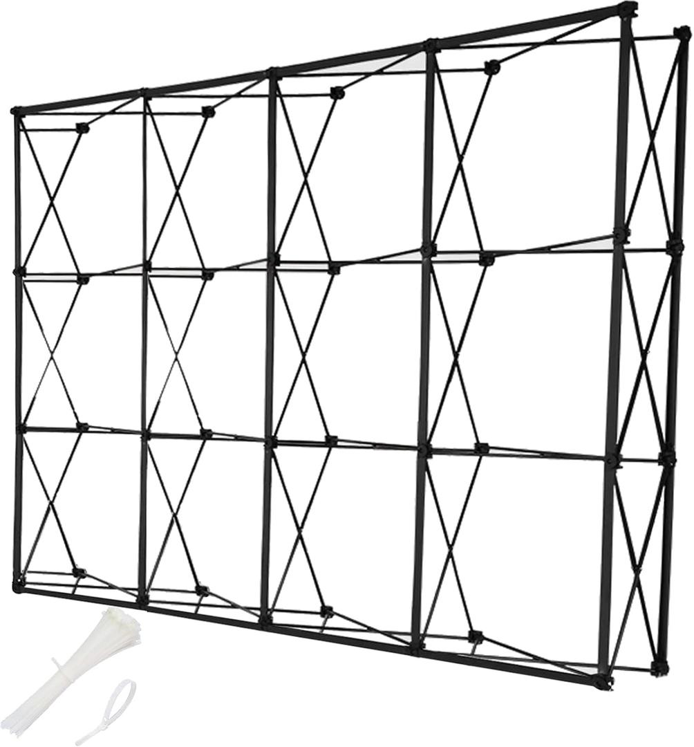 Portable Pop Up Display Stand, Tension Backdrop Booth Frame, Fabric Trade Show Exhibit Display Booth with Zips