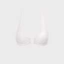 BERLOOK Womens U-Ring Bikini Top Criss-Cross Backless Tie Ruched Push Up Padded Swimsuit Top (White)