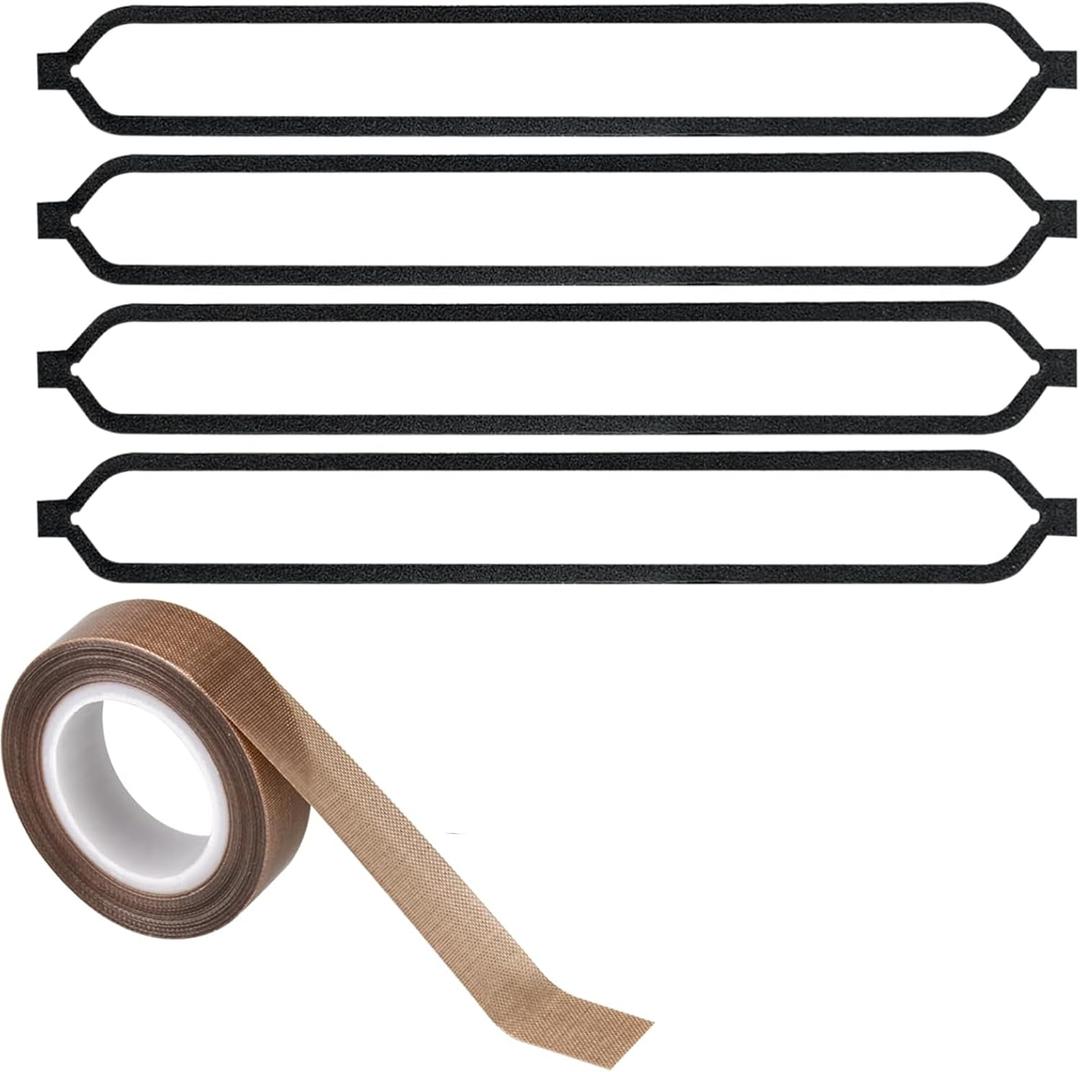 4 Pack Foam Replacement Gaskets for MegaWise Vacuum Sealer, Foam Gasket for MegaWise Food Sealer +Teflon Tape/PTFE Tape 33 FeetEasy to Install (13.2*1.25*0.25)