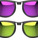 HIBLOKS 2Pcs Polarized Clip for Ray-Ban Meta Wayfarer & Gen 2 (RW4006/RW4012 Standard 50-22), Shiny Black Frame Discoloration Clip for Meta Wayfarer Gen 2, (Yellow+Purple)