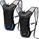 2 Pack Hydration Backpack Pack with 2L Hydration Bladder, TNYSPORT Lightweight Breathable Water Backpack with 3 Layer Pockets, Reinforced Shoulder Straps for Hiking Running Cycling (Black)