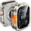 LETOID 3 in 1 Metal Case for Apple Watch Ultra 3 /Ultra 2 /Ultra Screen Protector 49mm, Stainless Steel Protective Bumper, Hard PC Back Cover and 9H Tempered Glass Film for iWatch Ultra - Titanium