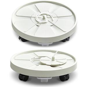 Planter Caddies 2 Set Lockable Caster Wheels, Heavy Duty Plant Stand Tray, Sturdy Plant Dolly Indoor/Outdoor Home Decor Flower Pot Rack with Large Water Storage Drawer Absorbe Cotton- Ivory White
