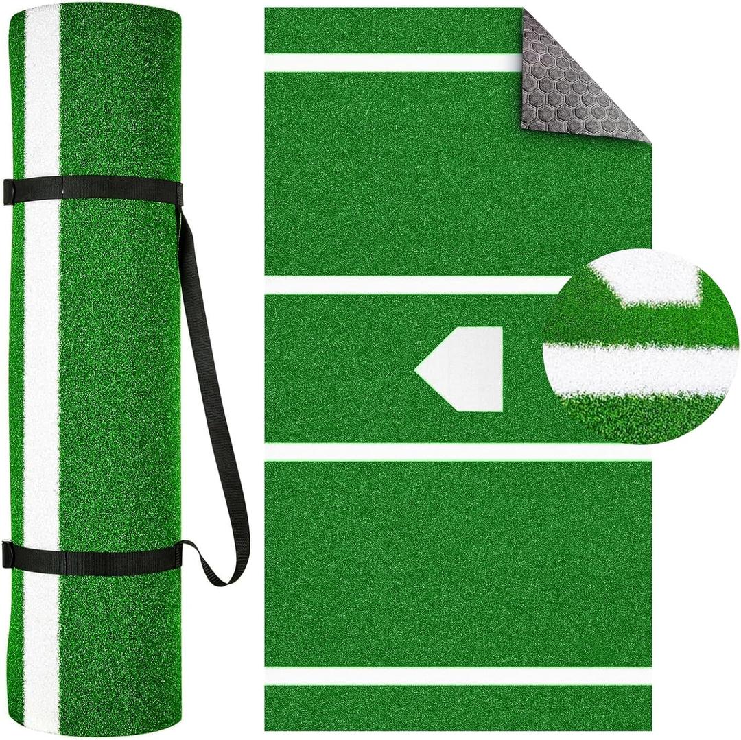 Thickened Upgraded Version Baseball Hitting Mat Exercise Mat Softball Training Pad Batting Cage Turf Batters Box Turf Mats with Home Plate Anti-Slip Baseball Softball Cage Mat, Green12' x 5'