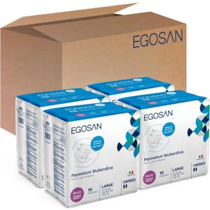 EGOSAN Maxi Incontinence Disposable Adult Diaper Brief Maximum Absorbency and Adjustable Tabs for Men and Women (Large Case, 60-Count)