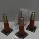 4 Pcs Retro Straight Wood Furniture Legs  Solid Wood Sofa, Bench, Table Legs with Metal Footing, Durable and Stylish Design (6" H Antique Brass Finish Metal Footing)