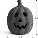 Halloween Decorations - Fall Decor - 7.5"H Black Handmade Terracotta Jack O Lantern Pumpkin for Outdoor Indoor -Cute Spooky Decoration Centerpieces for Tables Porch Yard Home Kitchen Front Door Mantel