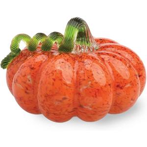 Boston International Gallery Glass Pumpkin Collectible Figurine, 5", Orange