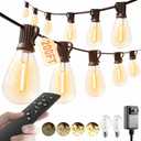 luckystyle 200FT LED Outdoor String Lights with Remote, 74+2 Shatterproof Bulbs Waterproof and Dimmable Patio Lights for Porch, Garden, Backyard, Deck, Balcony, 2200K Hanging Lighting Warm Yellow-2200K, 200FT