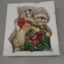 Dog on Box Sculpture -Handmade Resin Figurine, Festive Pet Lover Gift, Holiday Home Decor with Santa Hat