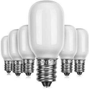 Meonum 6 Pieces Christmas Village Replacement Light Bulbs, E12 Candelabra Base T20 LED Bulbs, 0.7W 120V Replacement Light Accessories for Villages Houses, Christmas Tree, Halloween Pumpkin