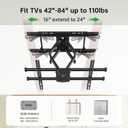 USX MOUNT UL Listed TV Wall Mount for 42"-84" TVs up to 110lbs and 8"-24" Wood Studs, TV Mount with Tilt, Swivel & Extension, Wall Mounts Bracket with Dual Articulating Arms, Max VESA 600x400mm