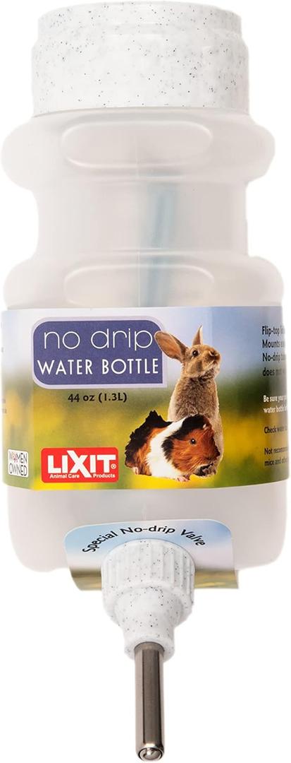 Lixit Top Fill No Drip Water Bottles for Rabbits, Ferrets, Hamsters, Guinea Pigs, Rats, Chinchillas and Other Small Animals - Made in USA (Granite (Pack of 1), 44 Ounce)