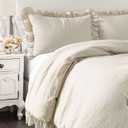 Lush Decor Reyna Ruffle Comforter Set, Full/Queen, Wheat, 3 Piece Cozy Bedding Set, King