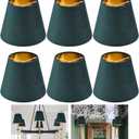 Dark Green Velvet Mini Lamp Shade Set of 6,Small Lamp Shade (Clip On Bulb)4 x 6 x 5in,Modern Chandelier Lamp Shades for Desk Lamps,Table Lamps,Pendant Lights,Bell Lamps Shade in Hand Crafted -By GO&SO