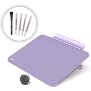 TOWON Small Glass Dry Erase Board, Desk White Board with Standing, Mini Whiteboard Easel Pad Set, Stenography Artifact for Office, Home and School Supplies, 8 x 6 Inches, Purple