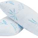 2 Pack Standard Size Rayon Derived from Bamboo Pillow for Sleeping, Cooling Shredded Memory Foam Adjustable Bed Pillow with Hypoallergenic, Removable/Washable Cover