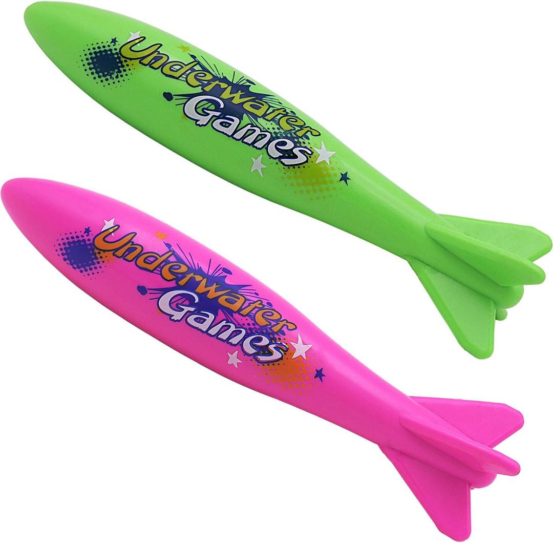 8.86'' Swimming Large Pool Diving Torpedo Toy Underwater Shark Swim Game Pool Toys for Kids Age 4-12 (2 Pack), Single Weight 0.48LB