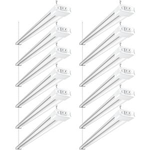 BBOUNDER 12 Pack Linkable LED Shop Light with Reflector, Super Bright 6500K Cool Daylight, 4400 LM, 4 FT, 48 Inch Integrated Fixture for Garage, 40W Equivalent 250W, Surface & Suspension Mount, White