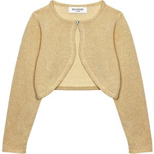 BOLEROSE Girls Sparkle Long Sleeve Bolero (Beige, S)