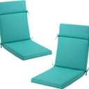 Outdoor Chair Patio Furniture Cushions, Rocking Chair Cushions Waterproof, 21" x 20", Outdoor Seat Cushions with Straps for Set of 2 (Green)