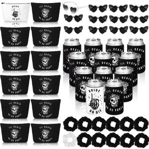Norme 48 Pcs Bride or Die Bachelorette Party Supplies Till Death Do Us Party Decor with Can Sleeve Bag Scrunchie Sunglasses