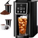 SHARDOR Single Serve Coffee Maker, Hot and Iced Coffee Machine for K Cup Pods & Ground Coffee, 6 to 14 oz Brew Sizes, with 50 oz Removable Water Tank, Bold Brew Setting, Stainless Steel, BLACK
