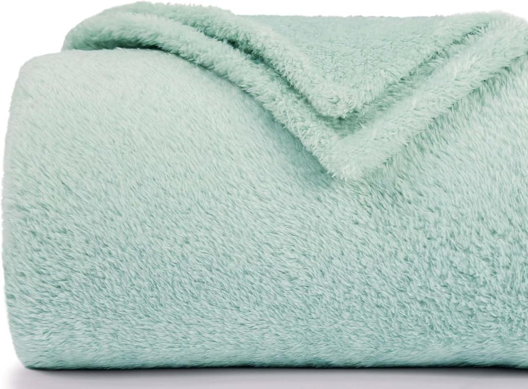 2 x Plush Fleece Throw Blanket for Couch and Bed, Fluffy Fuzzy Cozy Lightweight Soft Blankets All Season Use (40x50 Inches,Aqua)