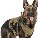 rabbitgoo Tactical Dog Harness Medium Sized, Heavy Duty Pet Harness with Handle, No-Pull Service Vest Medium Breed, Adjustable Military Dog Vest for Training Hunting Walking, Brown, M