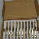 khtumeware 10 Pack 5inch(128mm) Hole Center Brushed Brass Cabinet pulls Satin Brass Solid Heavy-Duty Tradition Kitchen Cabinet Handle Cabinet Hardware for Dressing Table Bathroom Pull