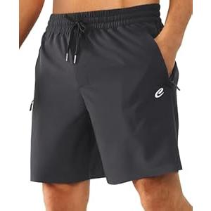 Cosmolle Mens Hiking Shorts Lightweight Quick Dry Workout Shorts with Zipper Pockets for Golf, Running, Gym (Black, Medium)