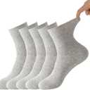 Thin Cotton Socks for Women 6-10 | 5 Pairs | Wide Non Binding Ankle Socks Quarter Length | Daily Essentials Sock (Gray)
