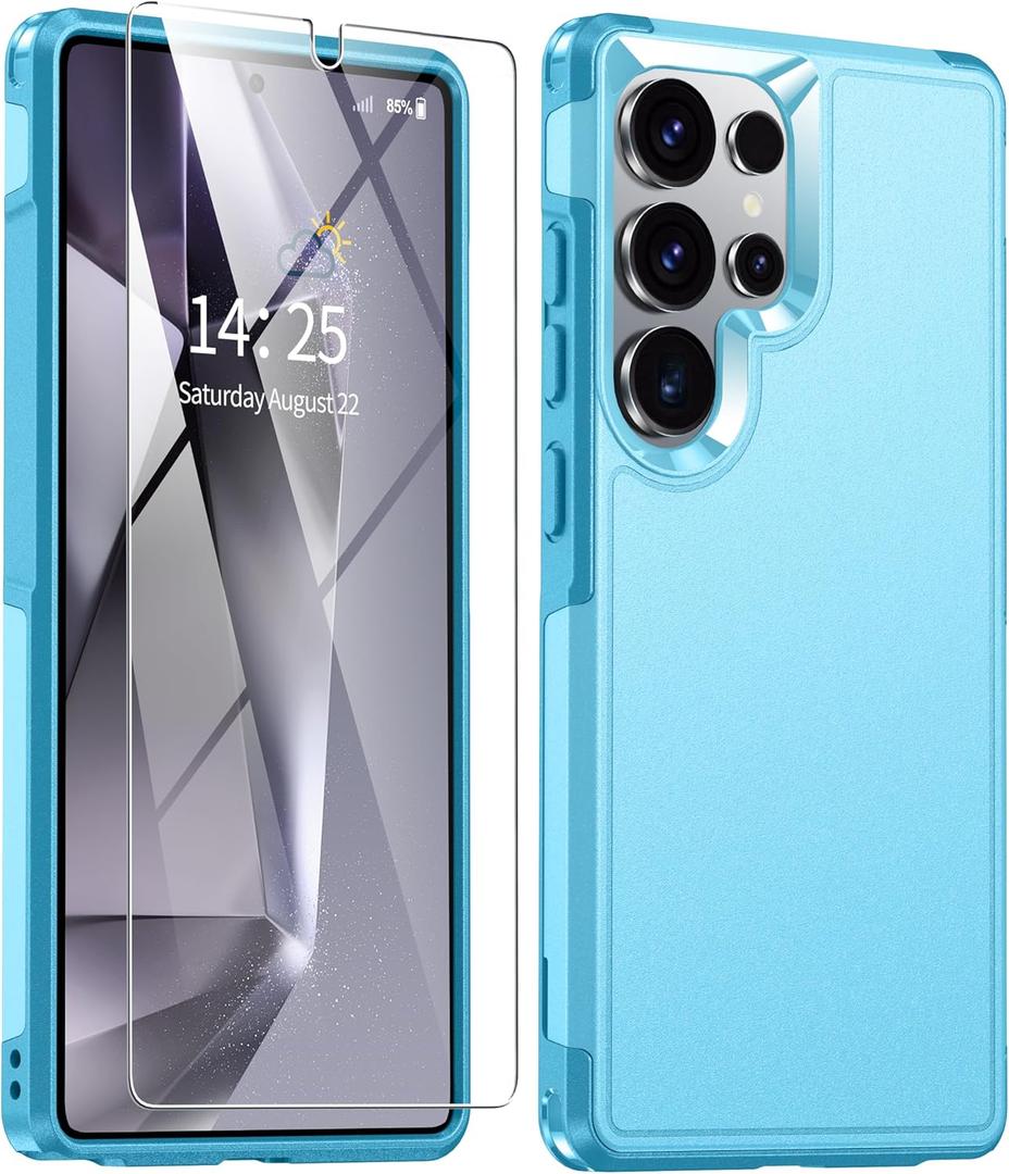 ANTSHARE for Samsung Galaxy S25 Ultra Case, S25 Ultra Case with Tempered Glass Screen Protector, [Military-Grade Drop Protection] Heavy Duty Shockproof Phone Case for Galaxy S25 Ultra 5G, Blue