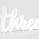 3rd Birthday Decorations Three Sign for Third Birth Day Table Centerpieces White Letter Wooden Photo Booth Props for 3 Year Old Birthday Party Decorations Supplies(12.6x6.3inch)
