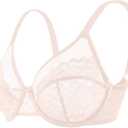HSIA Minimizer Bras for Women Enchante Full Coverage Underwire Bras Plus Size Lifting Floral Lace Bra for Heavy Breast (46DDD, Dusty Peach)