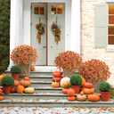 Bassion Fall Artificial Flowers for Outdoors, 16 Bundles Silk Fake Mums Autumn UV Resistant Faux Plants for Planter Outside Window Box Porch Patio Garden Home Fall Decorations (Orange)