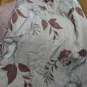 SLEEPBELLA Comforter King Size, 600 Thread Count Cotton Burgundy Botanical with Grey Floral Pattern Pink Reversible Comforter Set,Down Alternative Bedding Set 3Pcs(King, Burgundy Botanical)