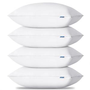 CozyLux Soft Supportive Bed Pillows for Side and Back Sleepers, Oeko-Tex Certified Down Alternative Filling, Hotel Quality Fluffy Sleeping Pillow, White, Standard - 18" x 26", 4 Pack