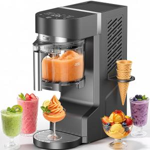 Slushie Machine, Ice Cream Maker, Slushy Machine for Home and Families, No ice needed with Rapid Chill & Temperature Control, Multi-function for Margarita, Frapp, Easy to Clean, Black