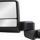 Driver Left Side Door Towing Mirror Power Heated with BLIS(Blind Spot Light) Glass Puddle and Signal Light Textured Black Cover Manual Folding and Telescope for 19-25 Chevrolet Silverado 1500