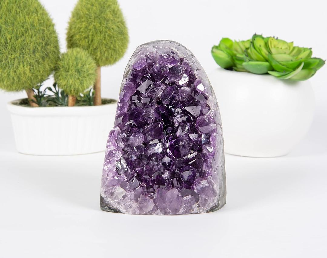 Crocon Amethyst Cluster Powerful deep Purple Crystals (1.4 lb to 1.7 lb) raw Rock geode Healing Reiki Decoration Home Office Large Clusters Perfect for Spiritual Polished Quartz Gift Decor