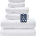 COZYART White Bath Towel Sets, Premium Turkish Cotton Large Towel Set for Bathroom, 650 GSM Luxury Bathroom Sets Pcs with 2 Bath Towels, 2 Hand Towels, 2 Washcloths, Ultra Soft and Water Absorbent