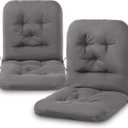 Chunful Back Chair Cushion Outdoor Indoor Tufted Seat/Back Patio Seating Cushions Weather Resistant Patio Rocking Pads for Outdoor(Dark Gray,2 Pcs)