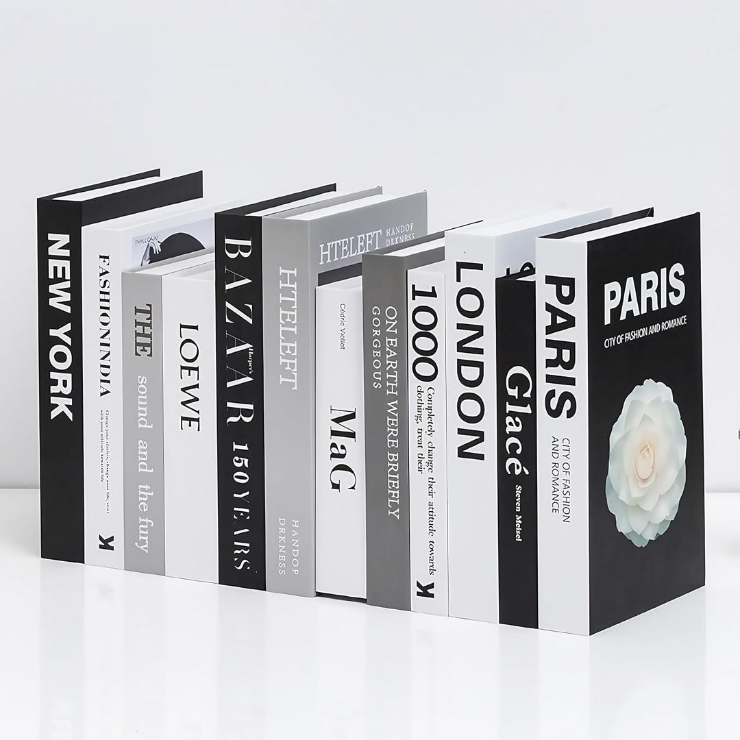 YKYKJDG 12pcs Fake Books for Decoration Faux Books Black Room Decor Decorative Books for Coffee Table Decor Books Black and White Books for Shelves Preppy Bookend Modern Decor