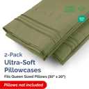Queen Pillow Cases Set of 2 - Ultra Soft Hotel Quality Pillowcase Covers - Comfy, Cozy & Wrinkle Free - Shrink, Stain & Fade Resistant - Machine Washable Pillow Protectors - 2 Piece Set - Sage Green