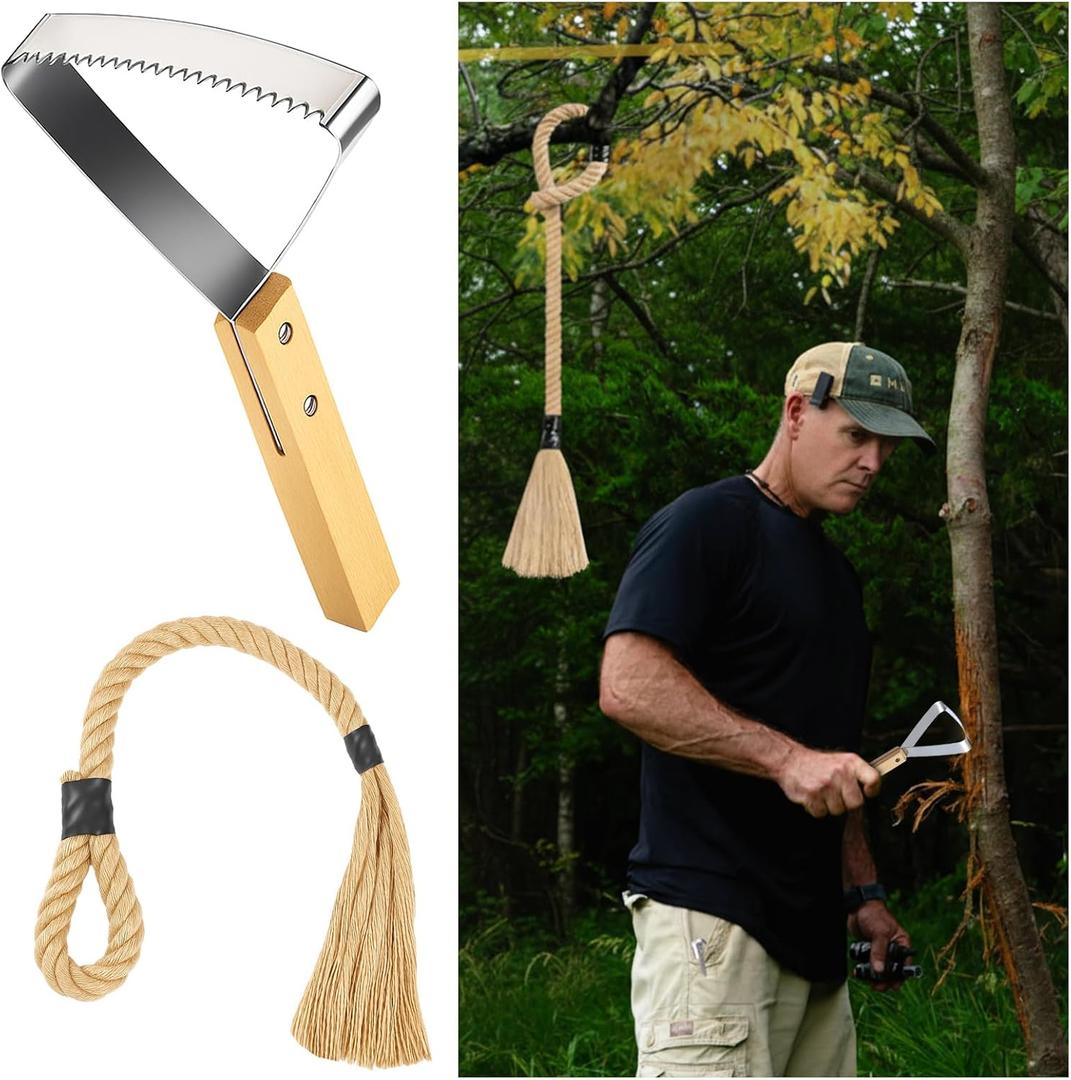 1 Pcs Hemp 30 Inch Deer Scent Rope with 1 Pcs Rub Scrape Rake Set for Deer Hunting Rub Tree Mock Scrape Rope Hanging Hemp Anywhere for Hunting Accessories Hunter Gifts