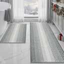 BSICPRO Bathroom Rugs and Mats Sets, 2 Piece Thick Absorbent Chenille Bath Mat Rug Set Non Slip, Soft Shaggy Bath Room Floor Mats for Bathroom, Machine Washable (Light Gray, 20" x 60" Plus 20" x 32")