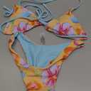 RoseSeek Women's High Waisted Bikini Sets Floral Halter Triangle Two Piece Swimsuits Cheeky Bathing Suit (Multicolor, XS)