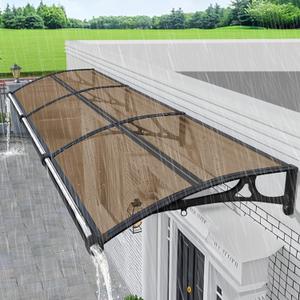 Window Awnings Exterior with Aluminum Bracket UV Rain Snow Durable Polycarbonate Canopy Protection for Entrance Door Carport Warehouse 100x200cm/39x79in Brown