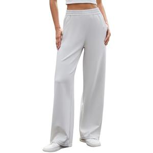 AegisChic Wide Leg Yoga Sweatpants for Women with Pockets Cotton High Waisted Lounge Loose Pants for Workout Casual 31" Size L